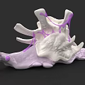 White and Purple Sea Snail with Spiral Shell and Decorative Purple Accents