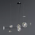 Modern Chandelier with Multiple Transparent Glass Balls and Metal Hanging Frame in Contemporary Interior Design