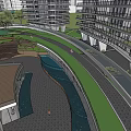 Modern High Rise Residential Buildings With Glass Curtain Walls Balconies Green Spaces And Roadways