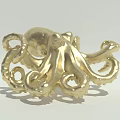 Golden Octopus Sculpture With Intricate Tentacles And Metallic Shiny Finish