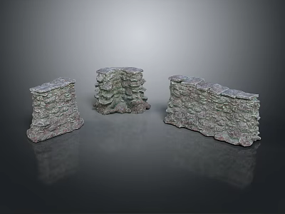 Natural Wood Stone Stacked Decorative Wall Panels With Textured Surface Design Elements 3d model