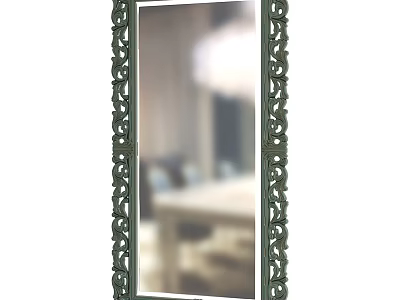 Ornate Framed Mirror Reflecting Elegant Living Room Interior With Decorative Design 3d model