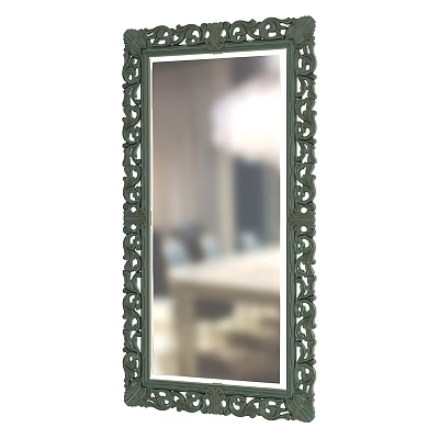 Ornate Framed Mirror Reflecting Elegant Living Room Interior With Decorative Design 3d model