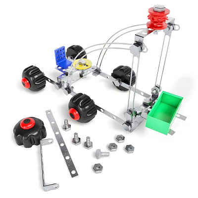 Electric Toy Construction Set with Metal Parts Wheels Screws and Nuts 3d model