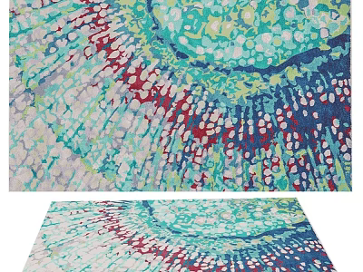 Colorful Abstract Pattern Square Rug With Green Blue Red Design For Living Room Decor 3d model
