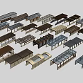 Diverse Building Models Featuring Various Roof Designs And Structures 3d model