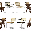 Modern Dining Chairs With Wooden And Metal Frame And Rattan Seat Designs