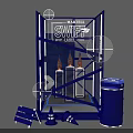 Martelli Swift Display With Purple Stage Blue Neon Lights Three Candles Barrel And Chairs