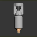 White Cylindrical Device Component With Copper Green Top On Black Reflective Surface 3d model