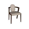 Modern Dining Chairs With Circular Upholstered Backrest Light Beige Seat And Dark Wooden Frame