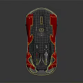 Red and Gray Sleek Futuristic Supercar With Transparent Roof And Blue Wheels