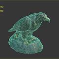 Detailed Eagle Sculpture Standing On Textured Rock Base With Realistic Features 3d model