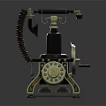 Vintage Rotary Dial Telephone With Coiled Cord As Early Mobile Digital Communication Mechanical Device