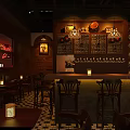 Cozy Bar Interior Design With Brick Walls Wooden Counter High Stools And Pendant Lights