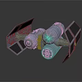Futuristic 3D Model Spaceship With Blue Gray Exterior Cylindrical Body And Wing Structures