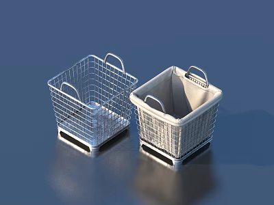 Two Modern Wire Mesh Storage Baskets With Sturdy Handles For Organizing 3d model