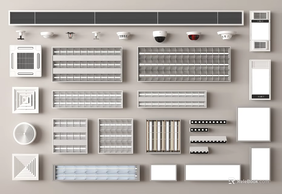 Modern Grille Lights with Various Designs Sizes and Installation Types for Commercial Residential Spaces 3d model 