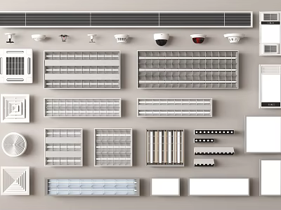 Modern Grille Lights with Various Designs Sizes and Installation Types for Commercial Residential Spaces 3d model