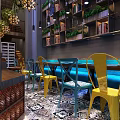 Elegant Modern Restaurant Interior With Colorful Chairs And Decorative Lighting