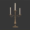 Vintage Decorative Candelabra With Multiple White Candles And Ornate Metal Stand