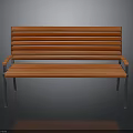 Stylish Orange Wooden Bench With Metal Legs And Slatted Design