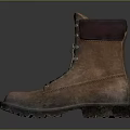 Brown Leather Work Boots Featuring Thick Sole And Light Colored Laces Design