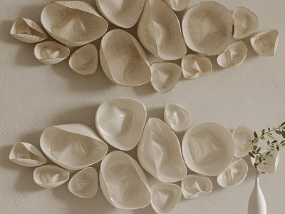 Ceramic Wall Decor With Various Shapes In White And Beige 3d model