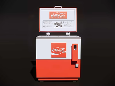 Classic Coca-Cola Red And White Cooler Fridge With Brand Logo Design 3d model