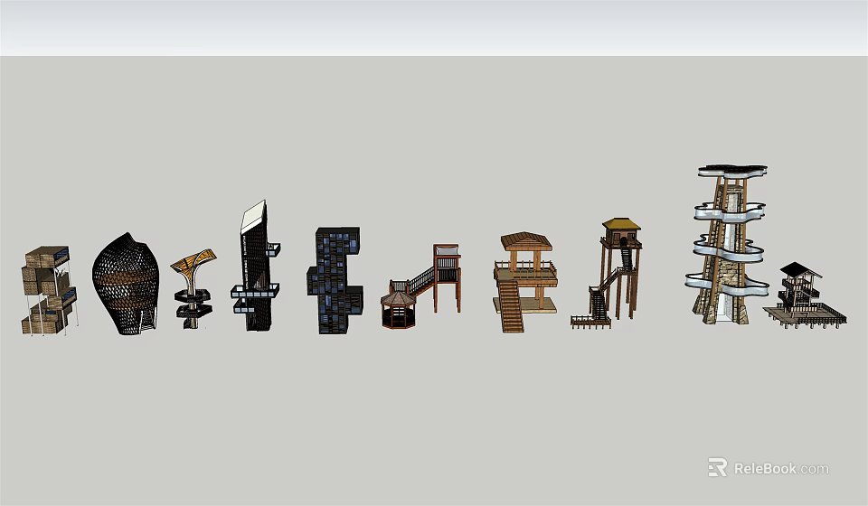 Various Road Infrastructure Elements Including Street Lights Bus Stops And Traffic Signs 3d model