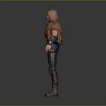 Hooded Game and Movie Character With Red Gloves Blue Arm Guards and Utility Belt
