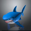 Cartoon Shark Toy Figure With Blue Body Smiling Face And Playful Design