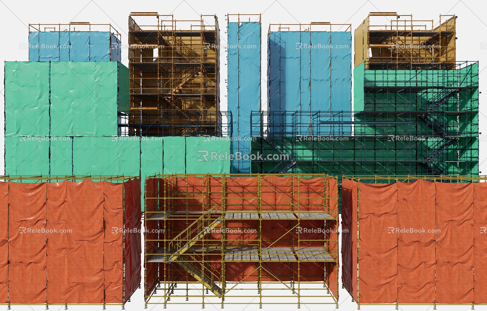 Modern steel pipe scaffold exterior wall construction scaffold site scaffold large scaffold construction template scaffold 3d model