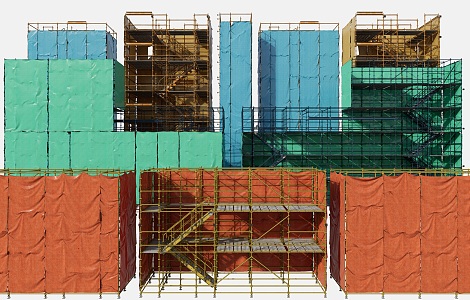 Modern steel pipe scaffold exterior wall construction scaffold site scaffold large scaffold construction template scaffold 3d model