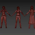 Three Female Characters Standing Holding Hands In Different Stylish Outfits 3d model