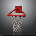 Innovative Sports Facility Architecture With Red Basketball Hoop And White Net Structure