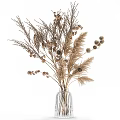 Dried Flowers Arrangement in Black and Clear Vases for Home Decor with Natural Tones