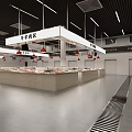 Supermarket Fresh Beef Section With Display Counters And Red Pendant Lights 3d model