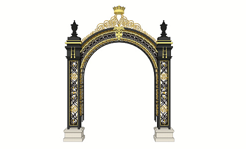 Light Luxury Gate Iron Gate Wedding Celebration Door Head 3d model