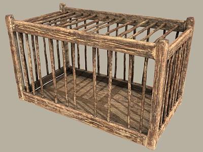 Wooden Handcrafted Decorative Ornament Set With Cage Design And Natural Stick Structure For Home 3d model