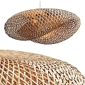 Modern chandelier bamboo wicker lamp decoration 3d model