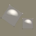 Two Square Wall Lamps With White Round Shades Mounted On Light Gray Wall
