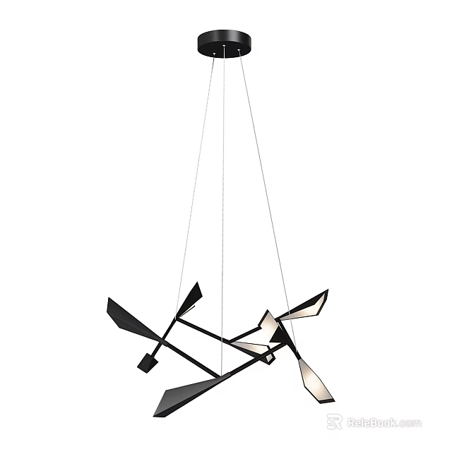 Modern Chandelier Featuring Geometric Design With Multiple Black And Light Color Branches 3d model