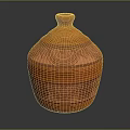 Handcrafted Orange Ceramic Vase With Intricate Red Geometric Patterns And Textured Surface