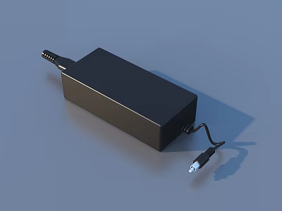 Black Power Adapter With Plug And USB Cable For Electronic Devices 3d model