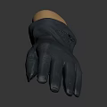 Black Latex Protective Glove Displayed On Hand Mannequin Against Gray Background