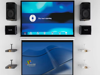 Projection Monitoring System With Dual Screens Recording And Audio Devices 3d model