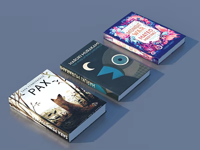 Unique Books Collection Featuring PAX Imagination Moonlight Cat And Colorful Covers 3d model