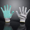 Green Palm And White Work Safety Gloves With Dotted Protective Design