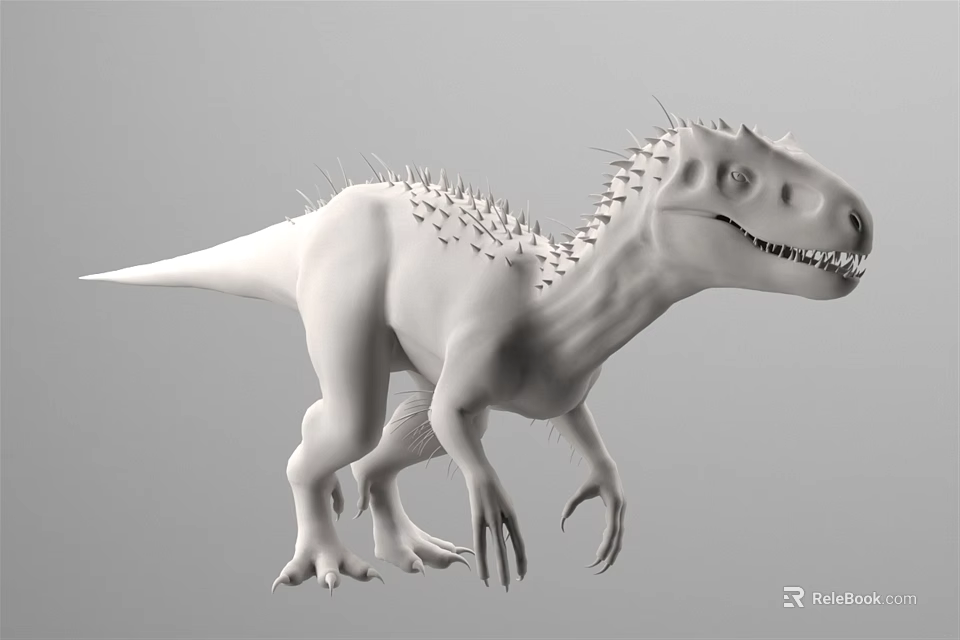 Reptile Dinosaur 3D Model with Spikes on Back in Standing Pose and Anatomical Details 3d model 