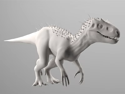 Reptile Dinosaur 3D Model with Spikes on Back in Standing Pose and Anatomical Details 3d model